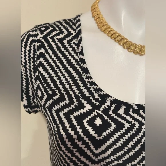 MICHAEL KORS Comfortable Black & White Geometric Short Sleeves Mini Dress Sz S - Picture 6 of 15